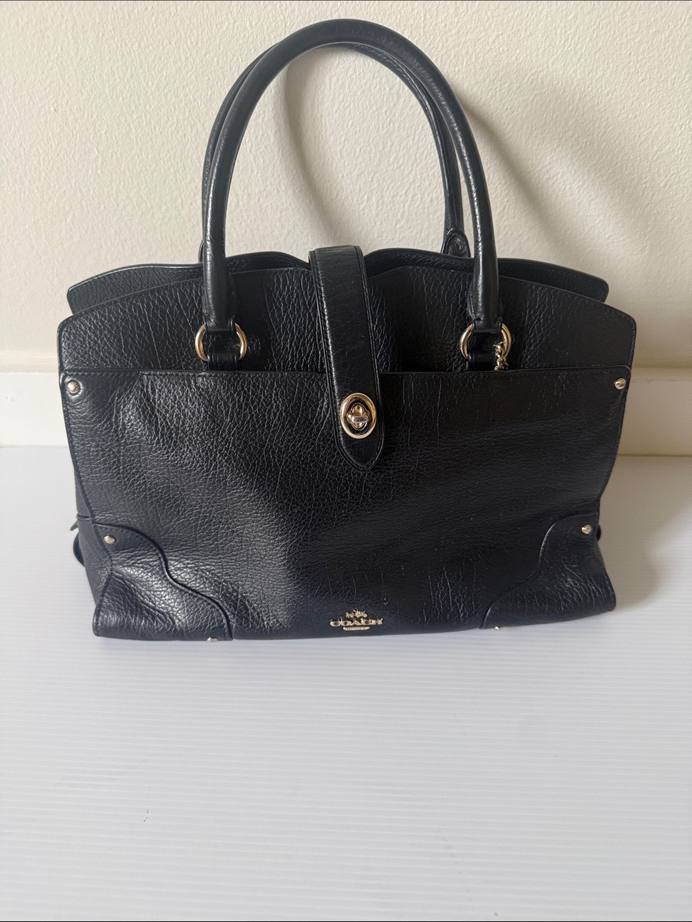 Coach Black Pebble Leather Handbag